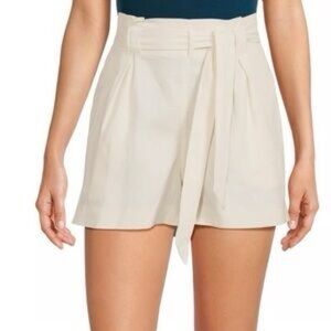 Max Studio Paper Bag Shorts in Cream Size S